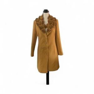 Linea Domani Vintage Gold Rosette Collar Button Jacket Coat Front Pockets Size 6